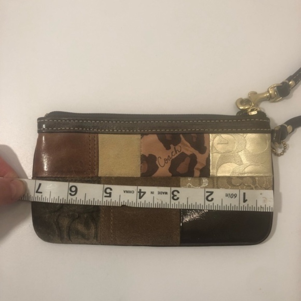 Coach Brown Multi Texture Patchwork Wristlet Bag - image 8